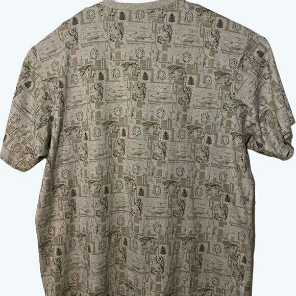 Fieldmaster Mens Short Sleeve Henley Fish Pattern Shirt Beige 2XL 5 FOR $25 💵 - Picture 7 of 7